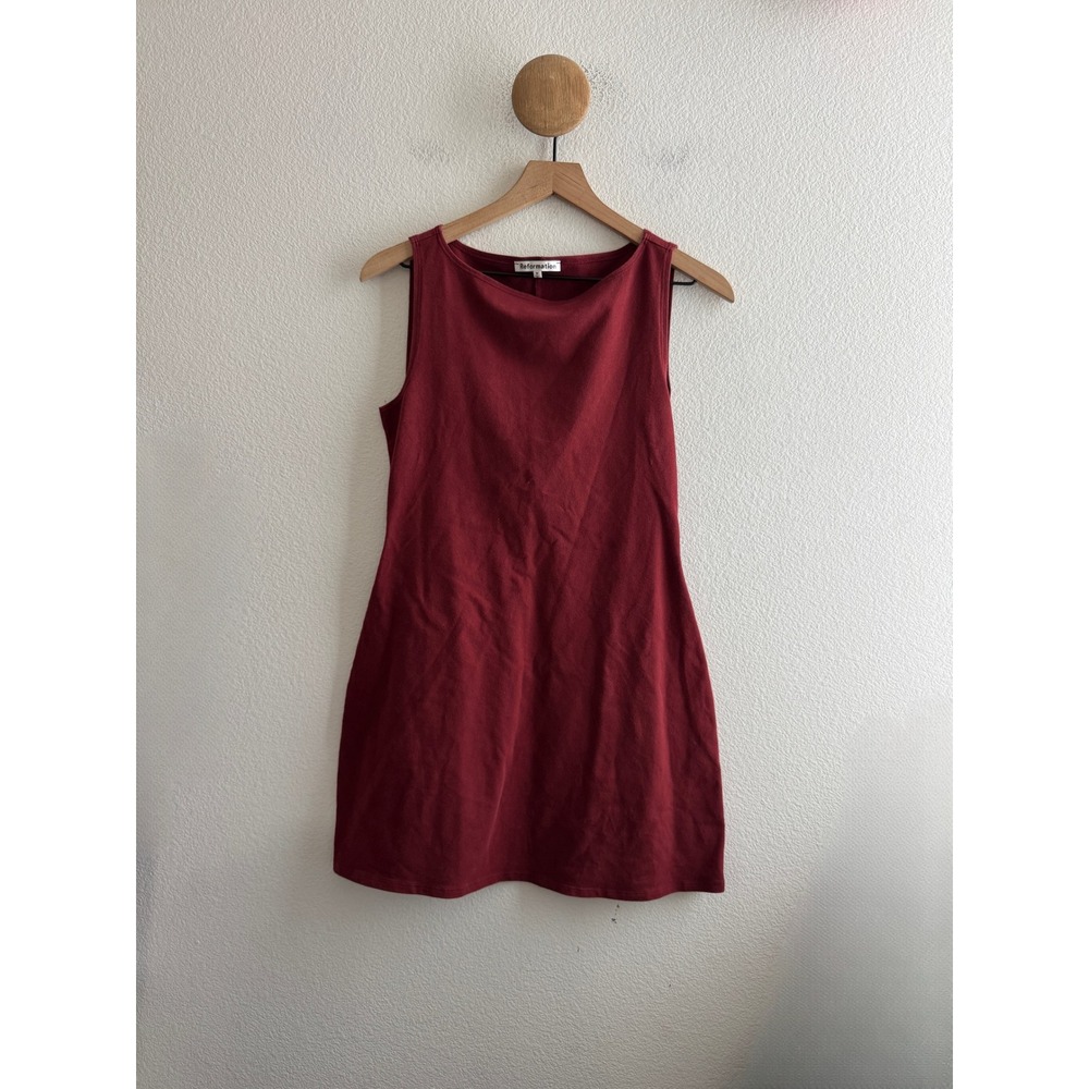 Reformation Sleeveless Boat Neck Cotton Stretch Mini Dress Medium